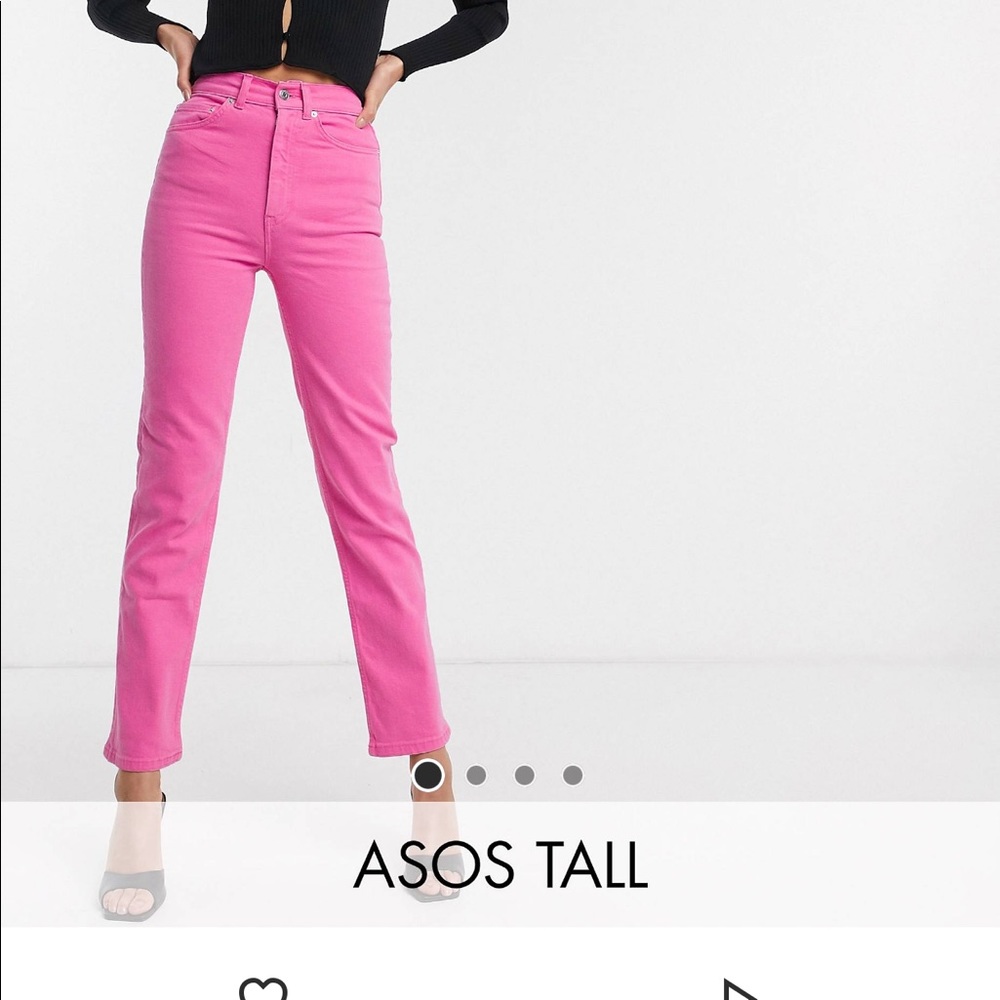Asos Straight Leg High Waist Tall 30/36 Pink Jeans